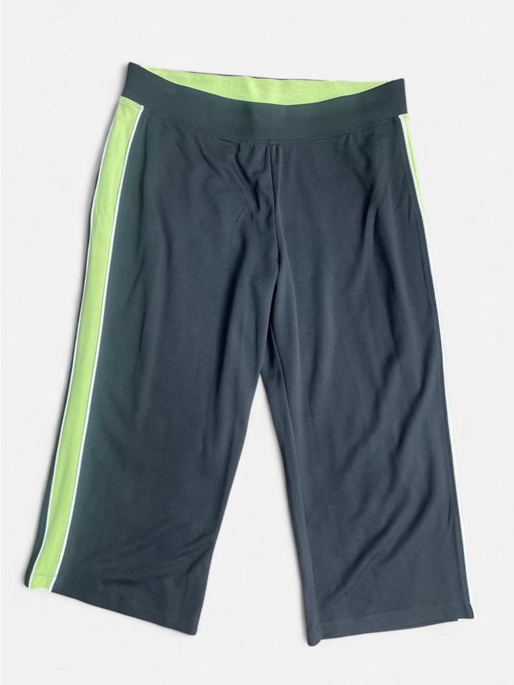 SJB Active Black Bright Green Wide-Leg Athleisure Cargo Gaucho Pants Sz M